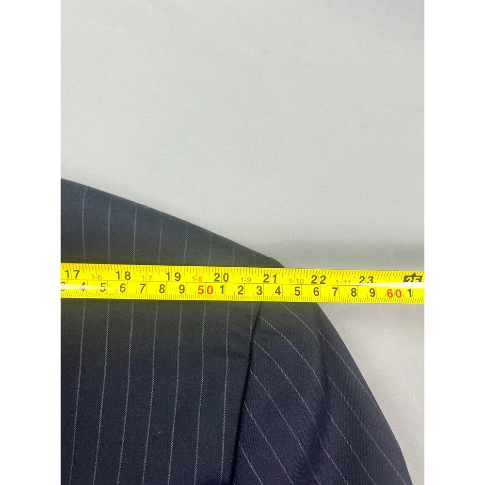 Brooks Brothers 346 Mens Navy Blue Pinstripe Wool Stretch Suit Jacket Blazer 48R